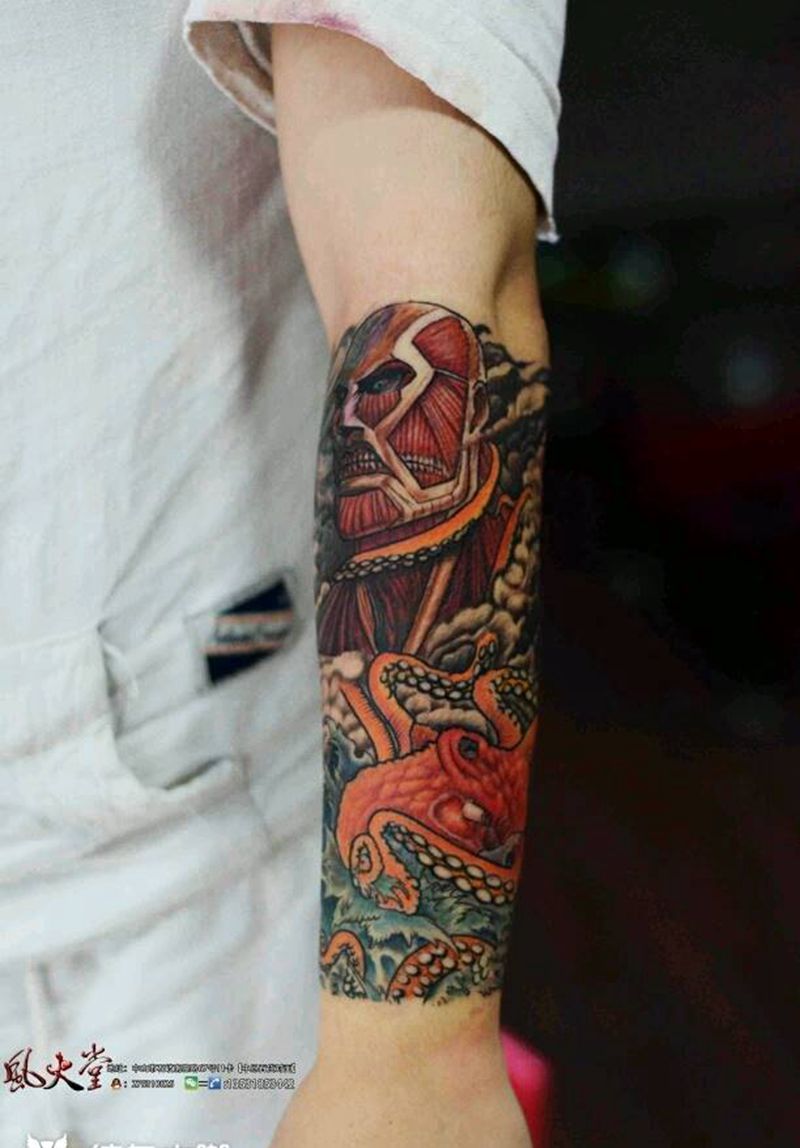 进击的巨人纹身图片_手臂欧美人物鬼神成品纹身图案