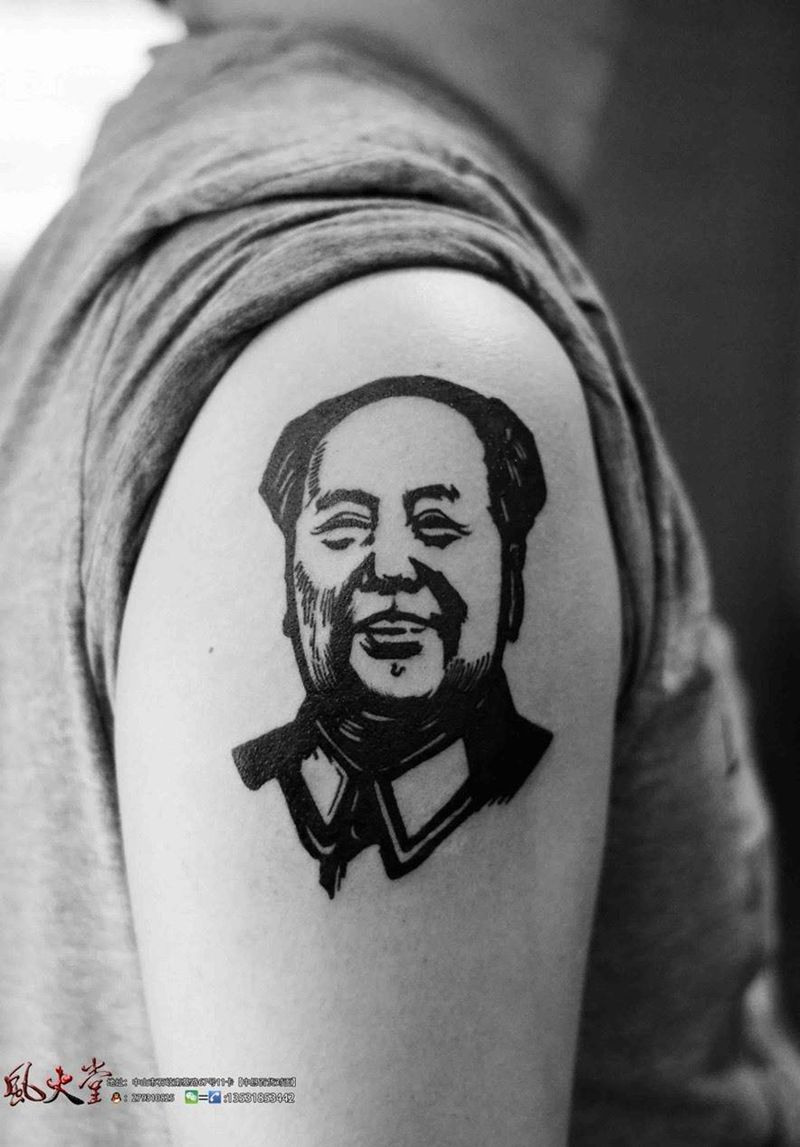 毛主席纹身纹身图片_成品手臂国画图腾纹身图案