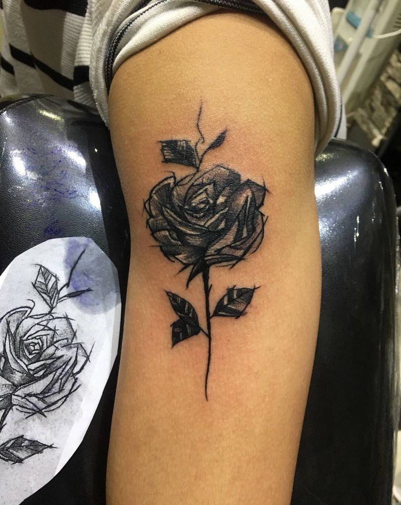 暗黑玫瑰纹身图片
