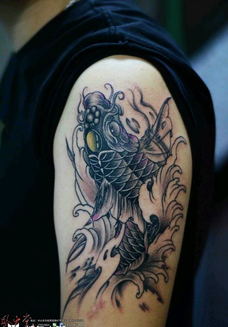 鲤鱼纹身纹身图片_手臂传统动物成品纹身图案