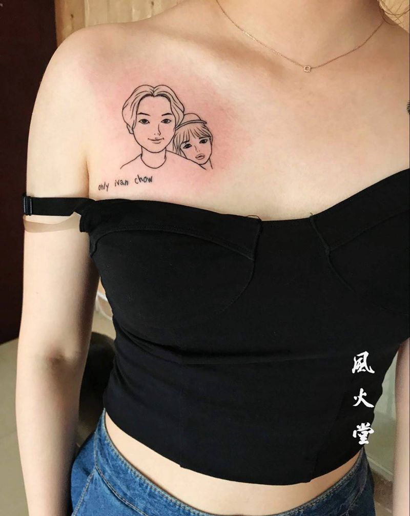 小情侣纹身图片_成品背部欧美人物纹身图案