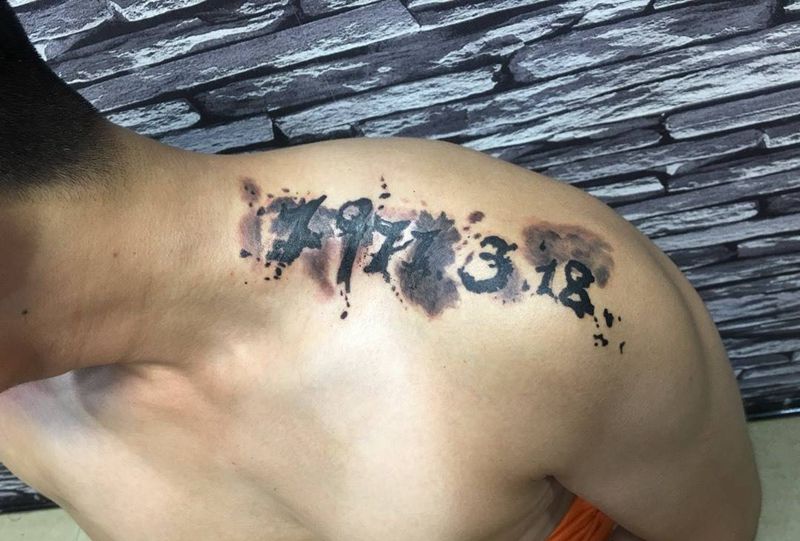 父母的生日泼墨纹身图片