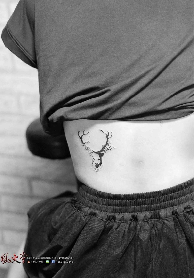 小清新图集纹身图片_成品腰部清新图腾纹身图案