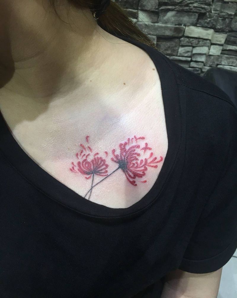 美女的彼岸花纹身图片