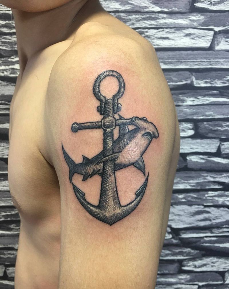 船锚⚓️加大鲨鱼纹身图片