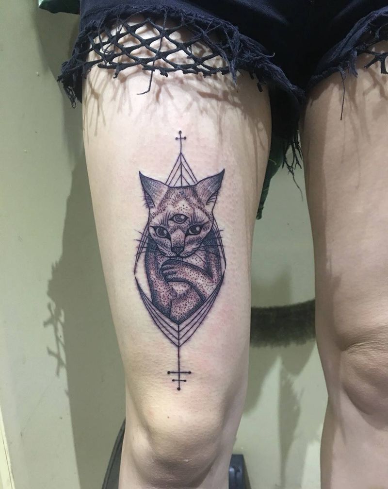 点刺猫咪纹身图片