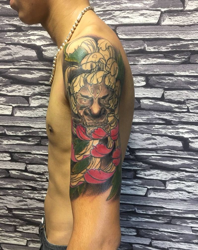 客般若加菊花纹身图片