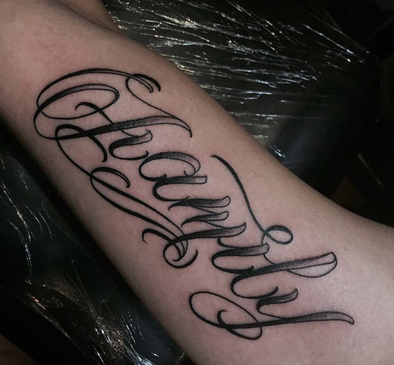 奇卡诺字体，家庭。纹身图片_成品手稿原创字符纹身图案