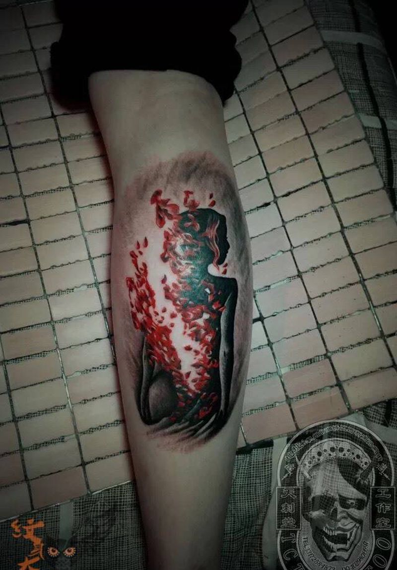 女纹身图片_成品脚部肖像写实欧美人物纹身图案