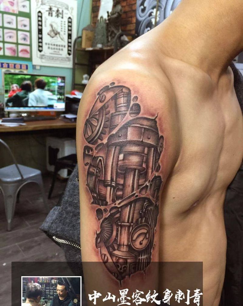 机械撕皮纹身图片