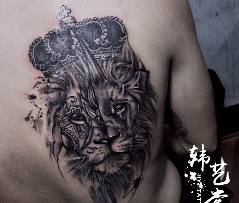 阿伟作品•写实狮子纹身图片