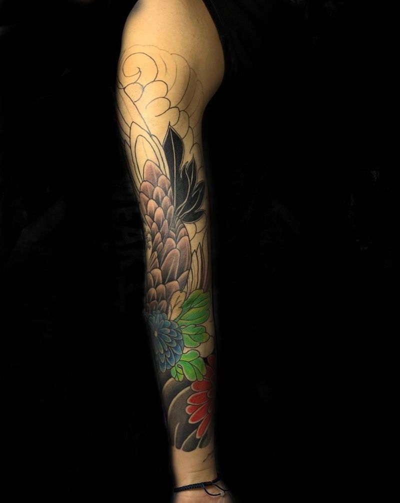 未完成纹身图片_手臂老传统纹身图案