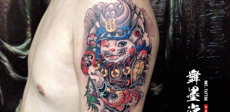 招财小猫咪纹身图片