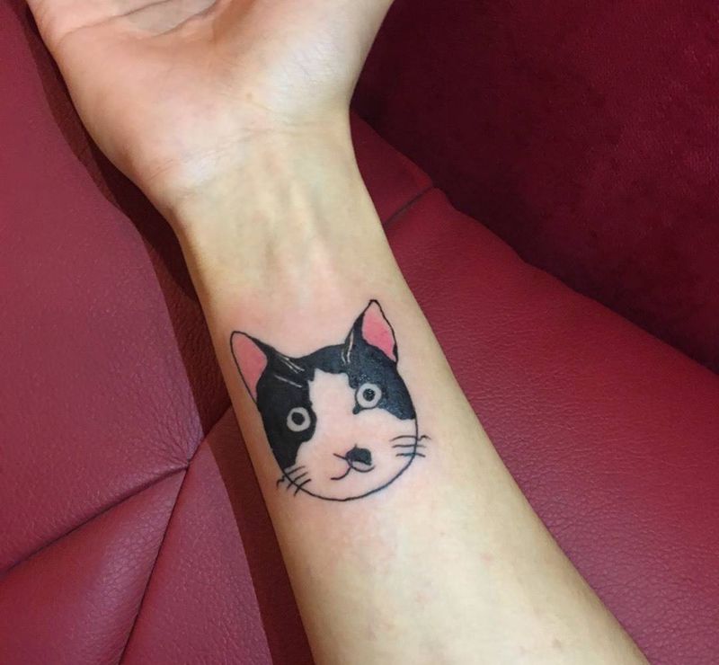 猫奴纹身图片