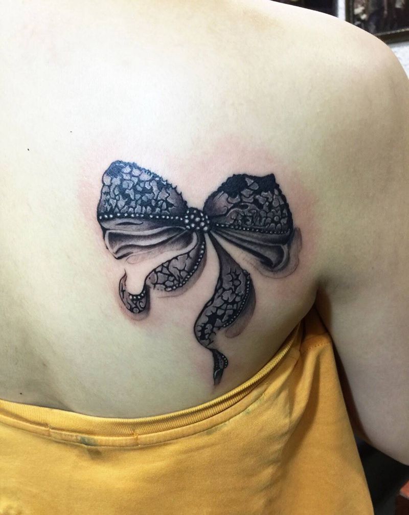 蝴蝶结。纹身图片