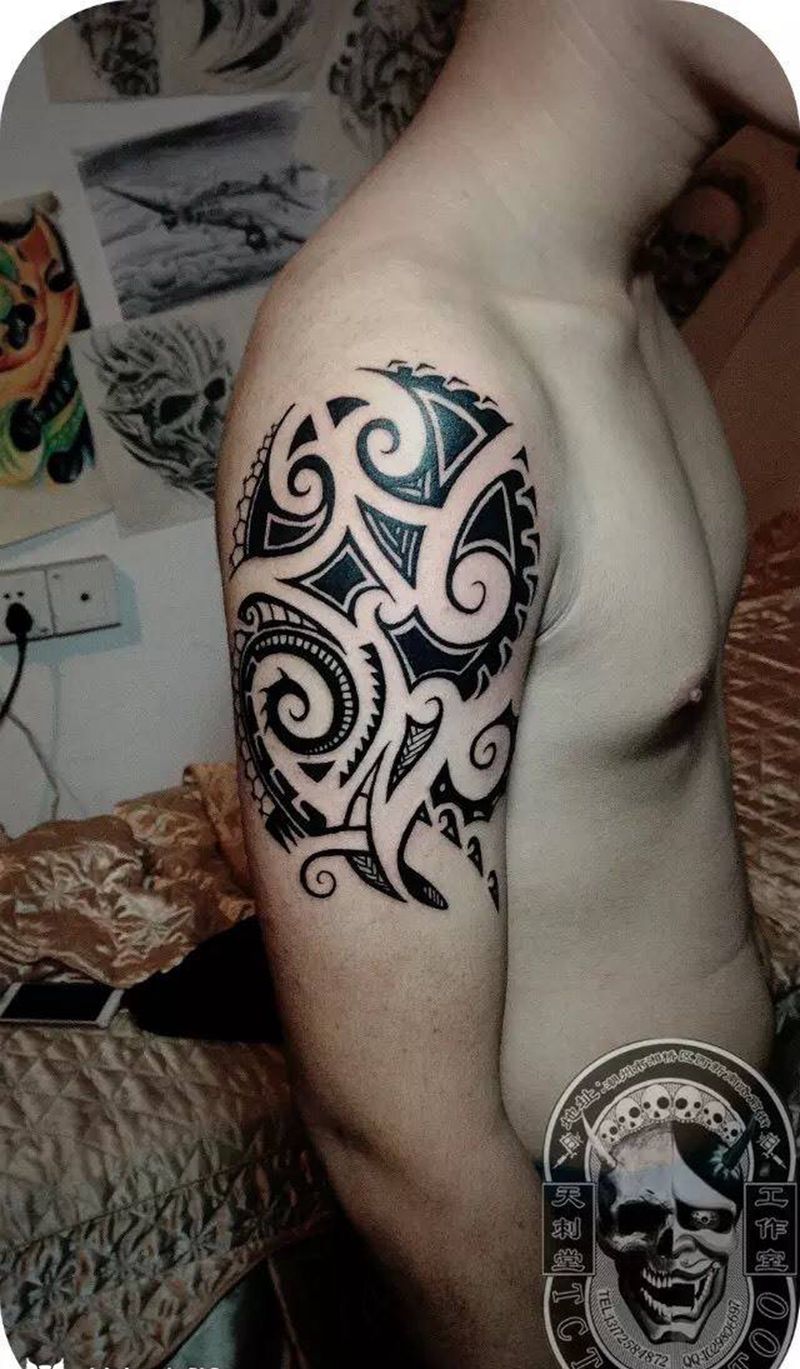 玛雅图腾纹身图片_成品手臂图腾纹身图案