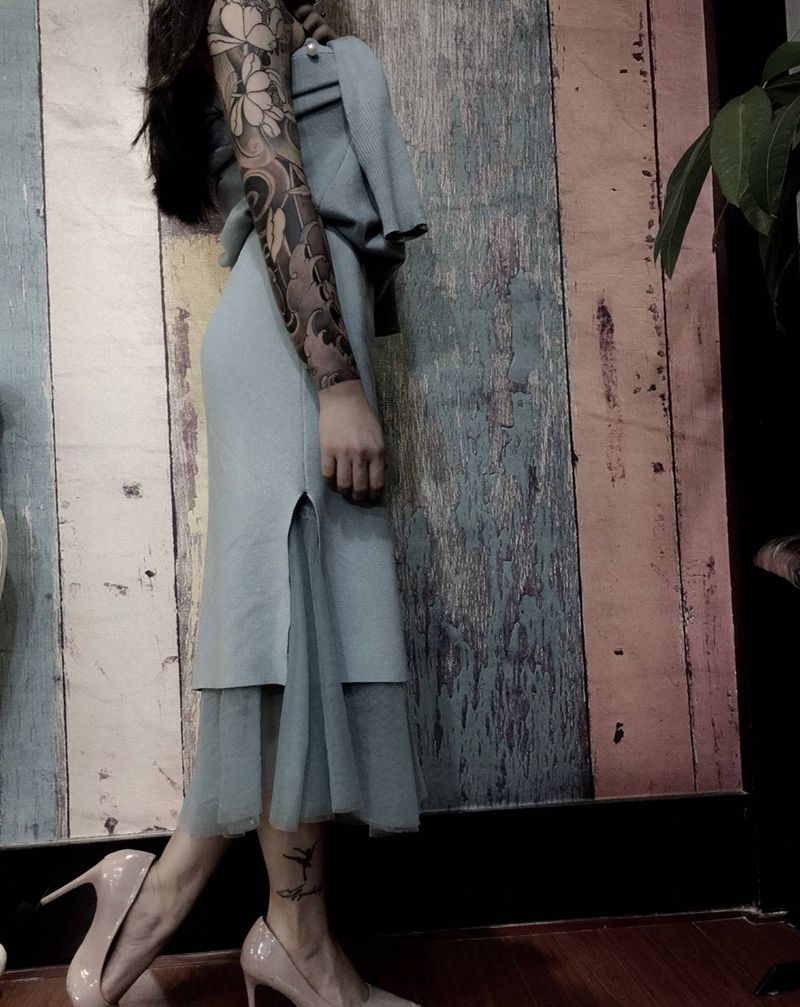 花臂、未完成。纹身图片_手臂手部传统植物纹身图案