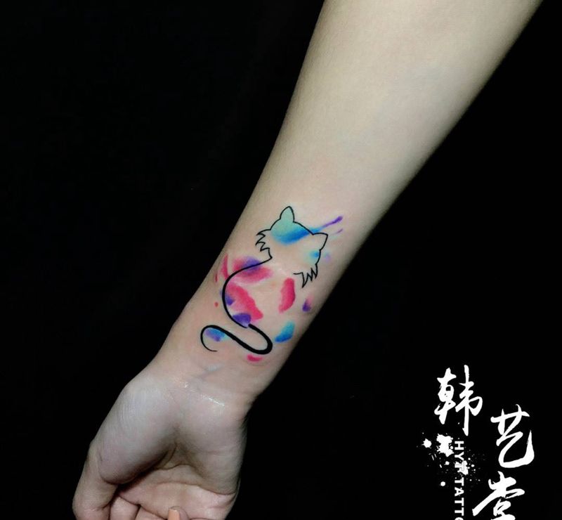 水彩字纹身图片