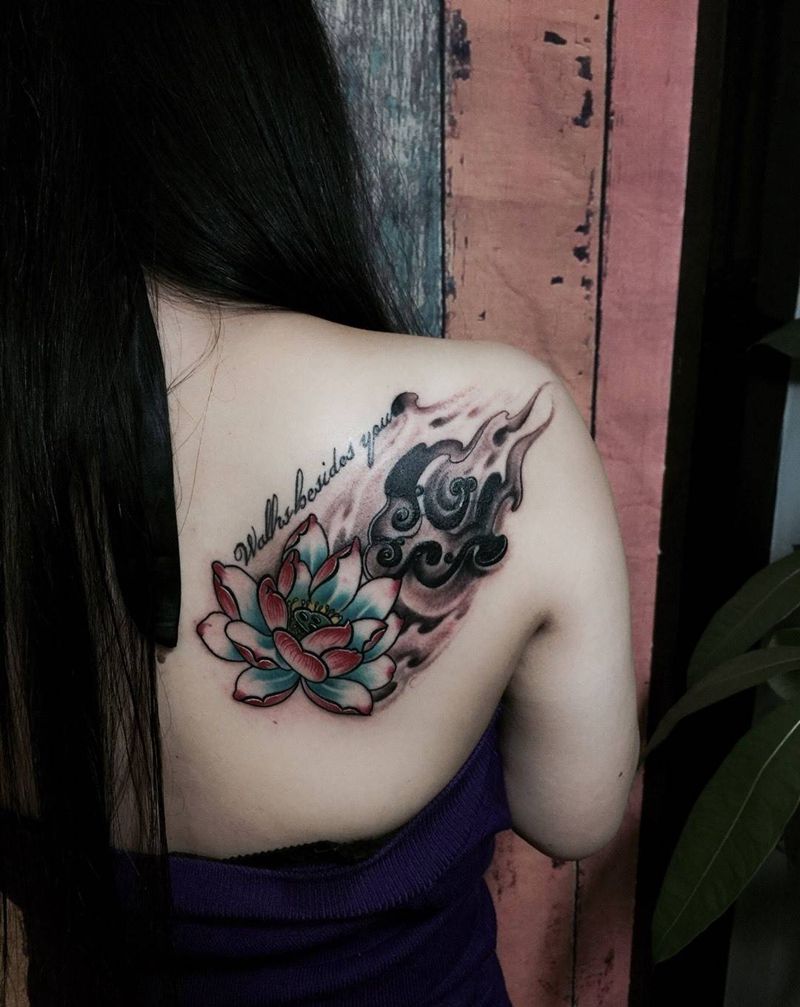 遮盖。纹身图片_成品肩部传统纹身图案