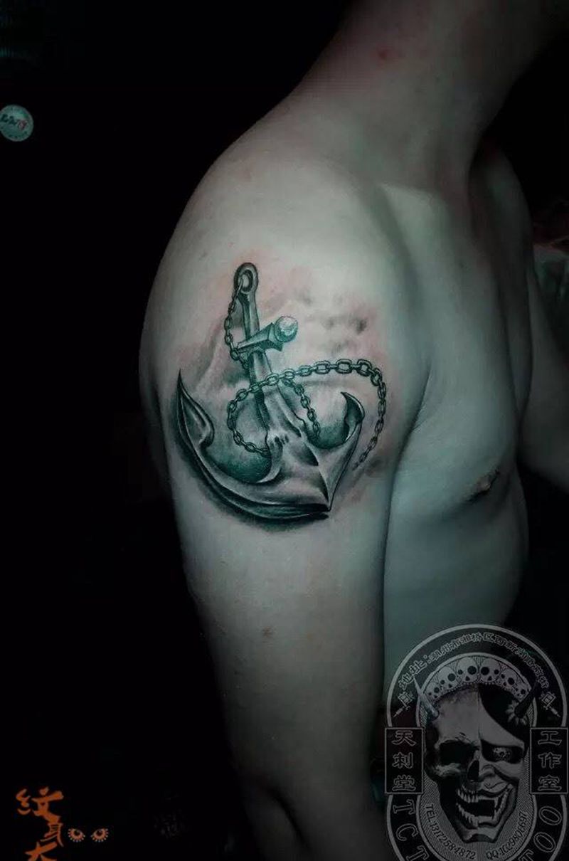 船矛纹身图片_成品手臂欧美纹身图案