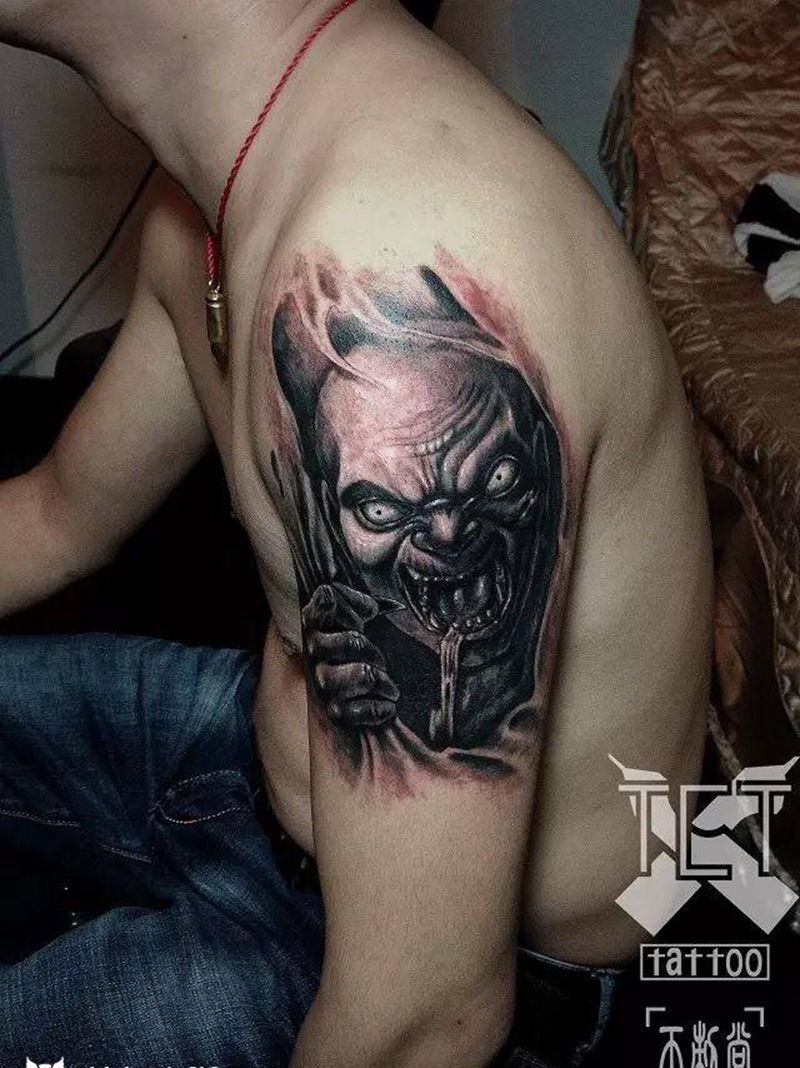 魁星纹身图片_成品手臂传统鬼神纹身图案