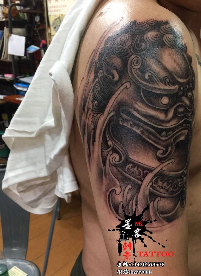 狮子大开口了纹身图片