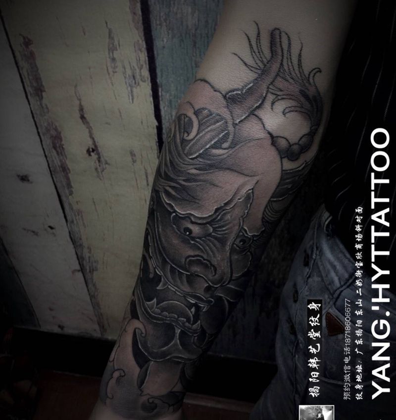 般诺包小臂。纹身图片_成品手部手臂原创纹身图案