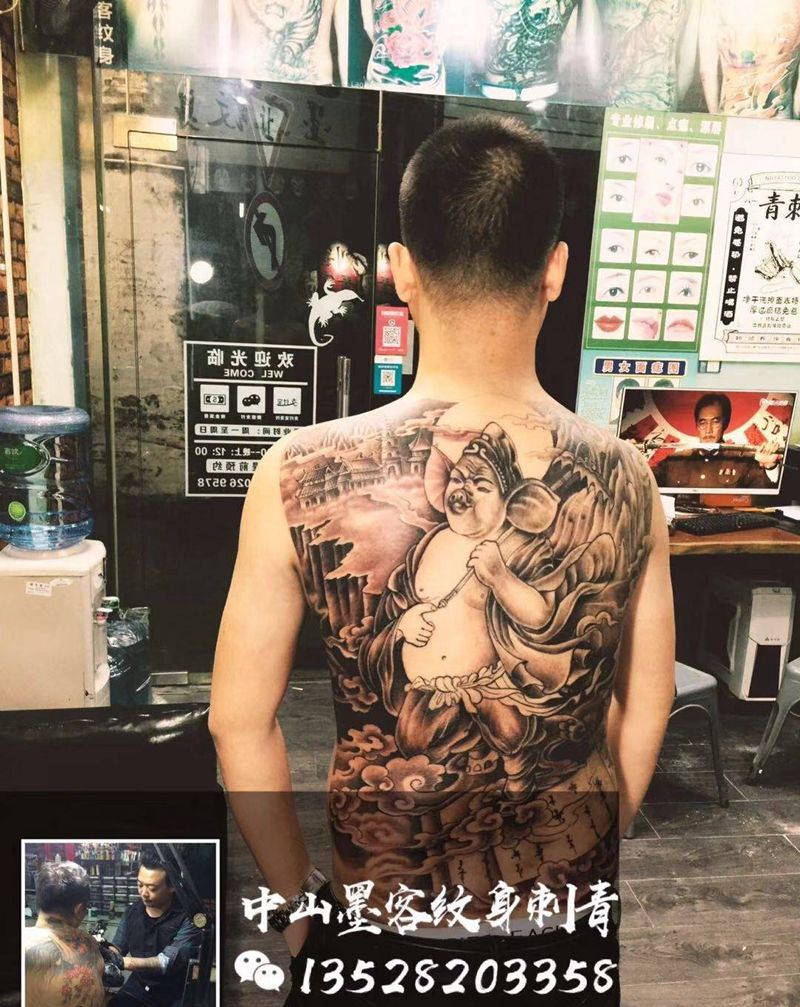 修改添加背景西游人物纹身图片