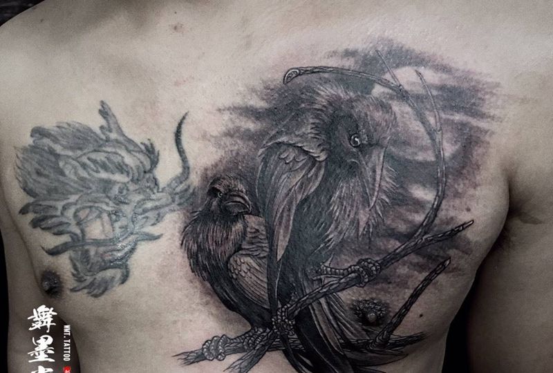 乌鸦遮盖 米老鼠纹身图片