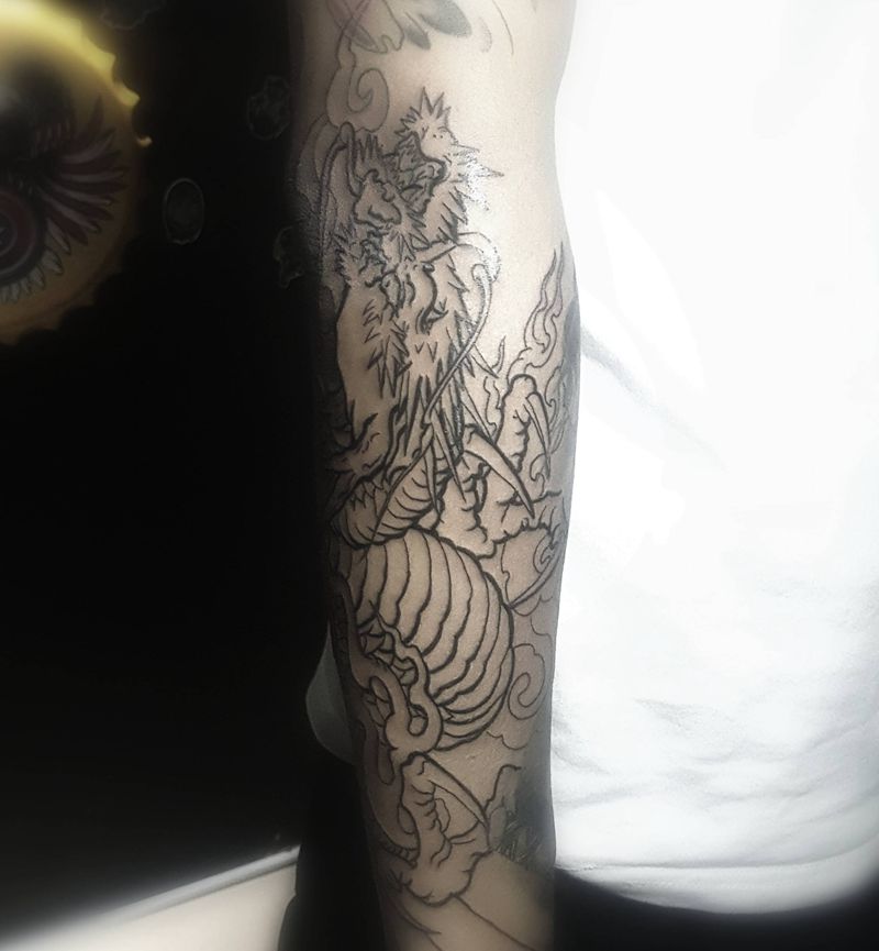 线条纹身图片_手臂新传统纹身图案