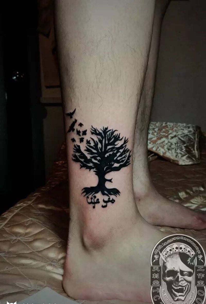 树纹身图片_成品脚部图腾纹身图案
