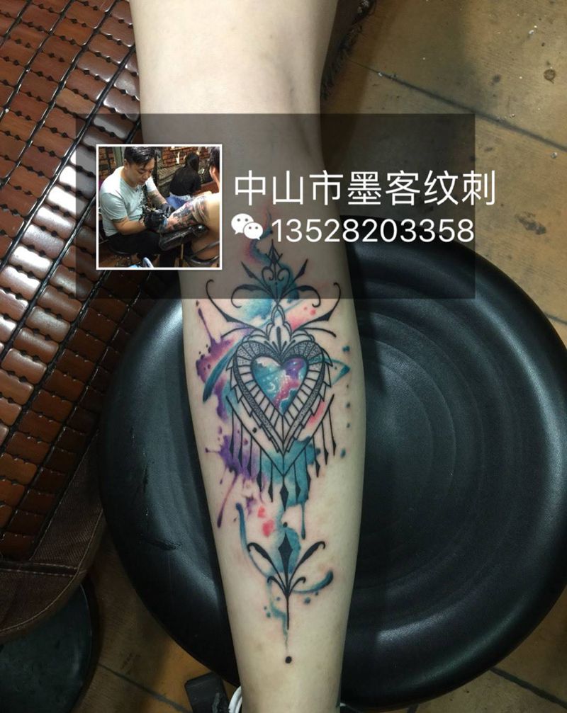 彩色泼墨纹身图片