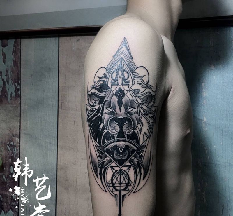 狮子纹身图片