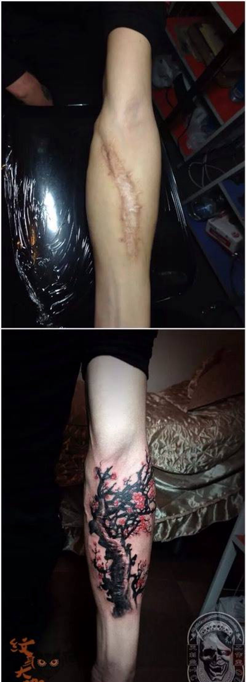 疤痕遮盖纹身图片