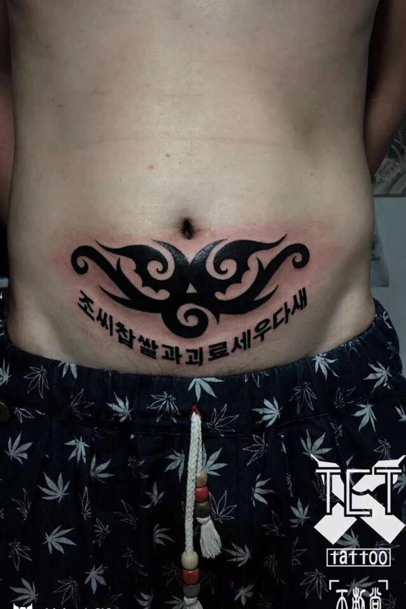 图腾纹身图片_腹部习俗图腾成品纹身图案