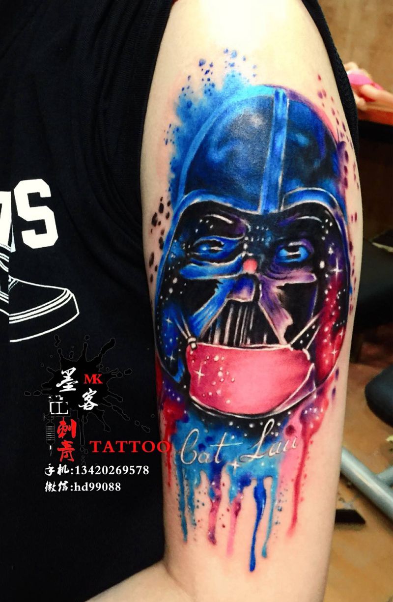 欧美彩色泼墨纹身图片