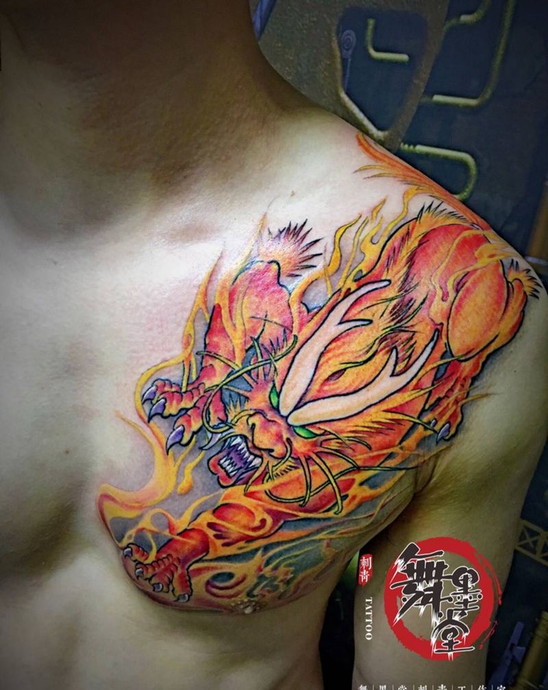 火麒麟纹身图片