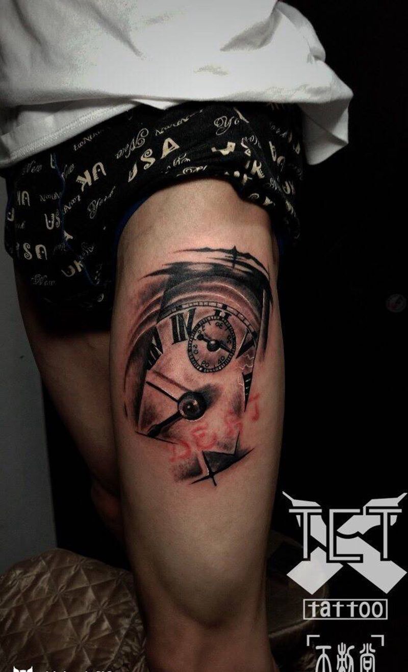 表纹身图片_成品腿部欧美纹身图案