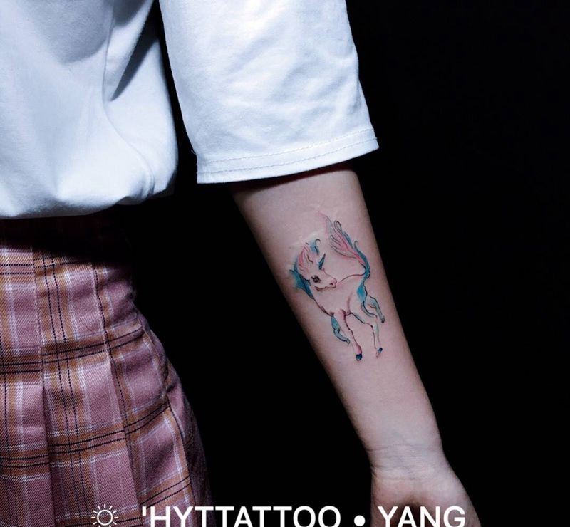 水彩麋鹿纹身图片