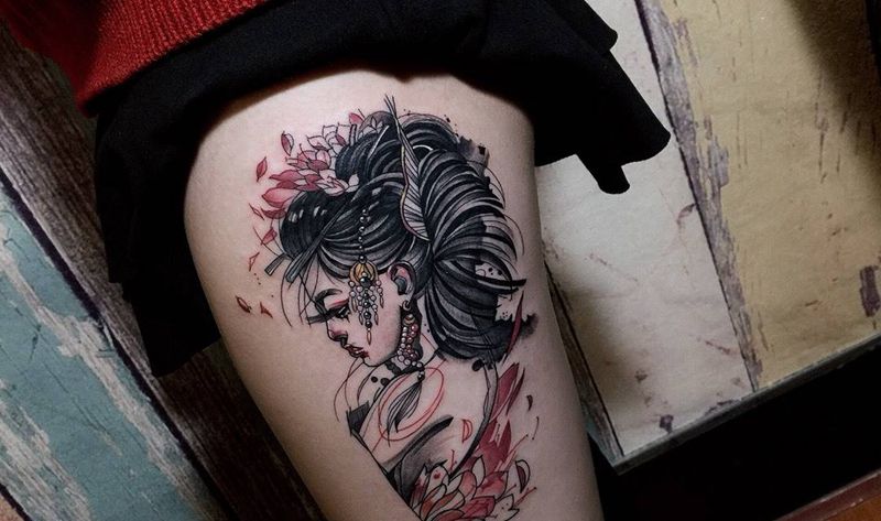 艺妓纹身图片