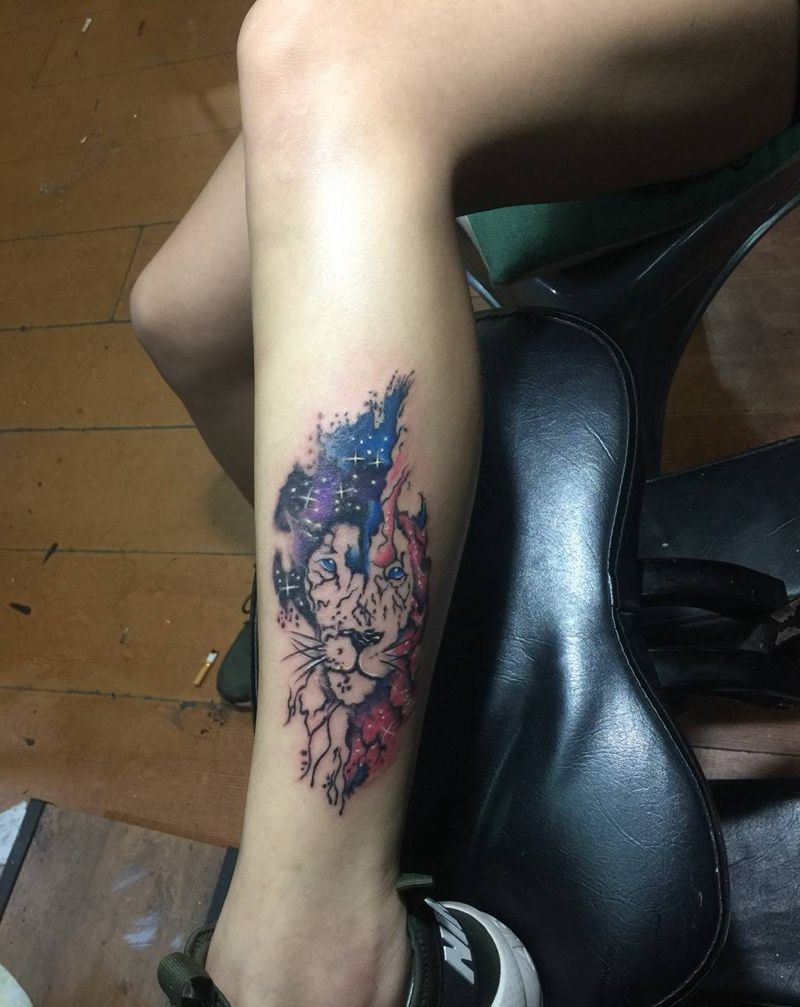 星空狮子座纹身图片