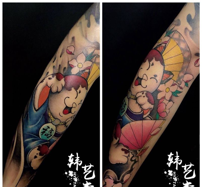 小侯作品  招财猫纹身图片