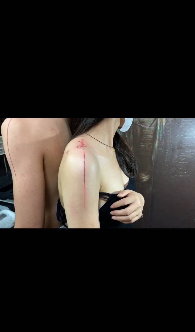 情侣 线条纹身图片