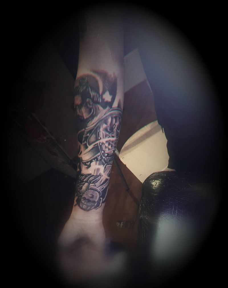 武士纹身图片_手臂新传统纹身图案