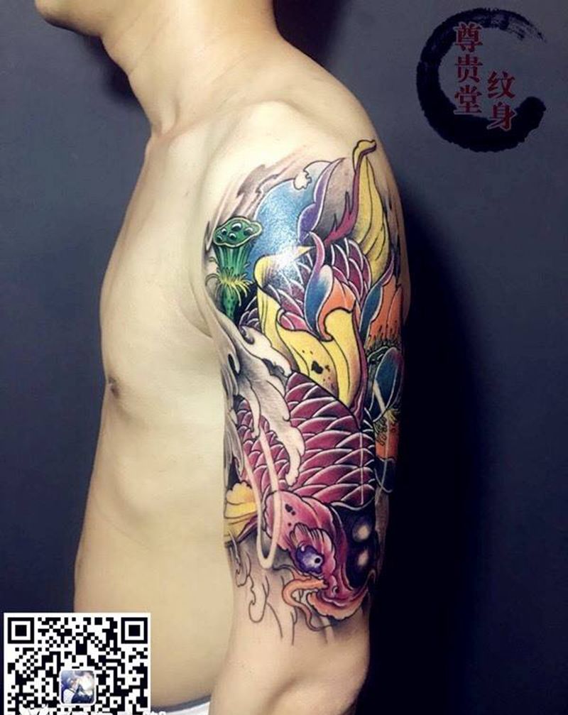 彩色，鱼纹身图片