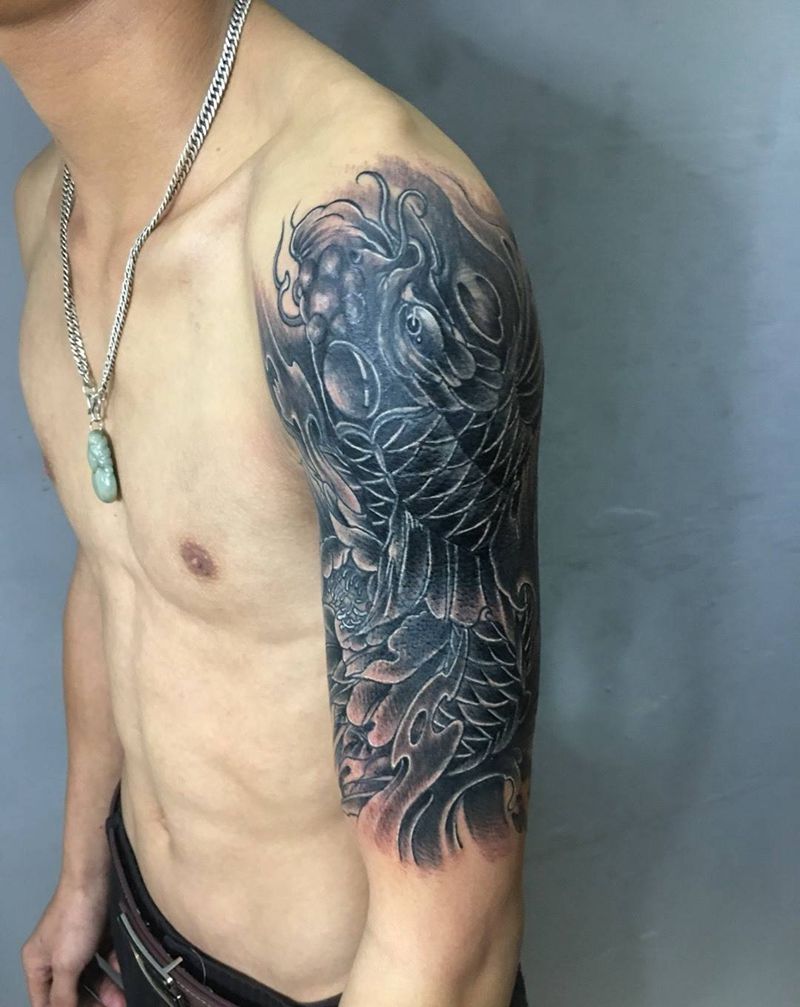 鲤鱼遮盖纹身图片