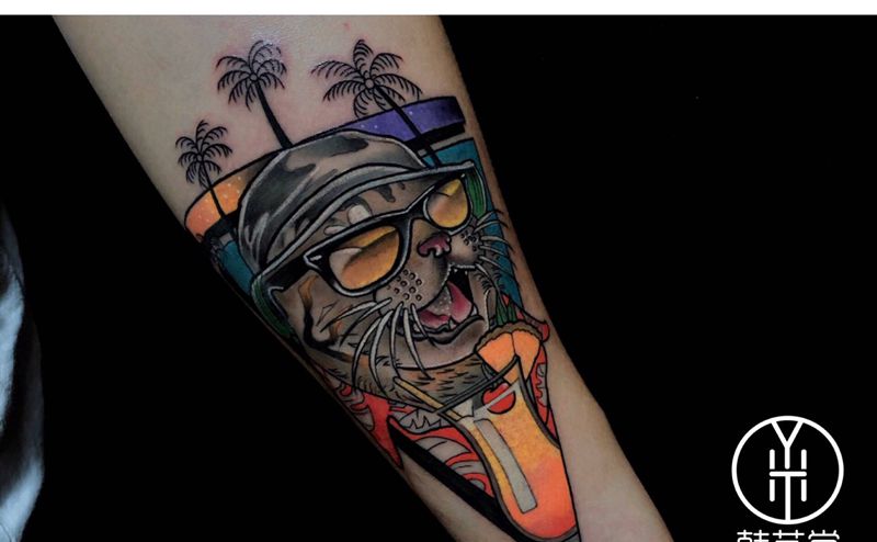 School猫，欧阳作品纹身图片_手臂手部纹身图案