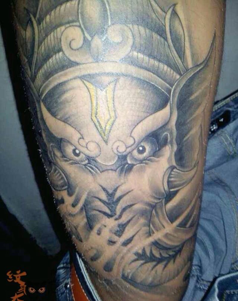 买家秀纹身图片_传统动物腿部纹身图案