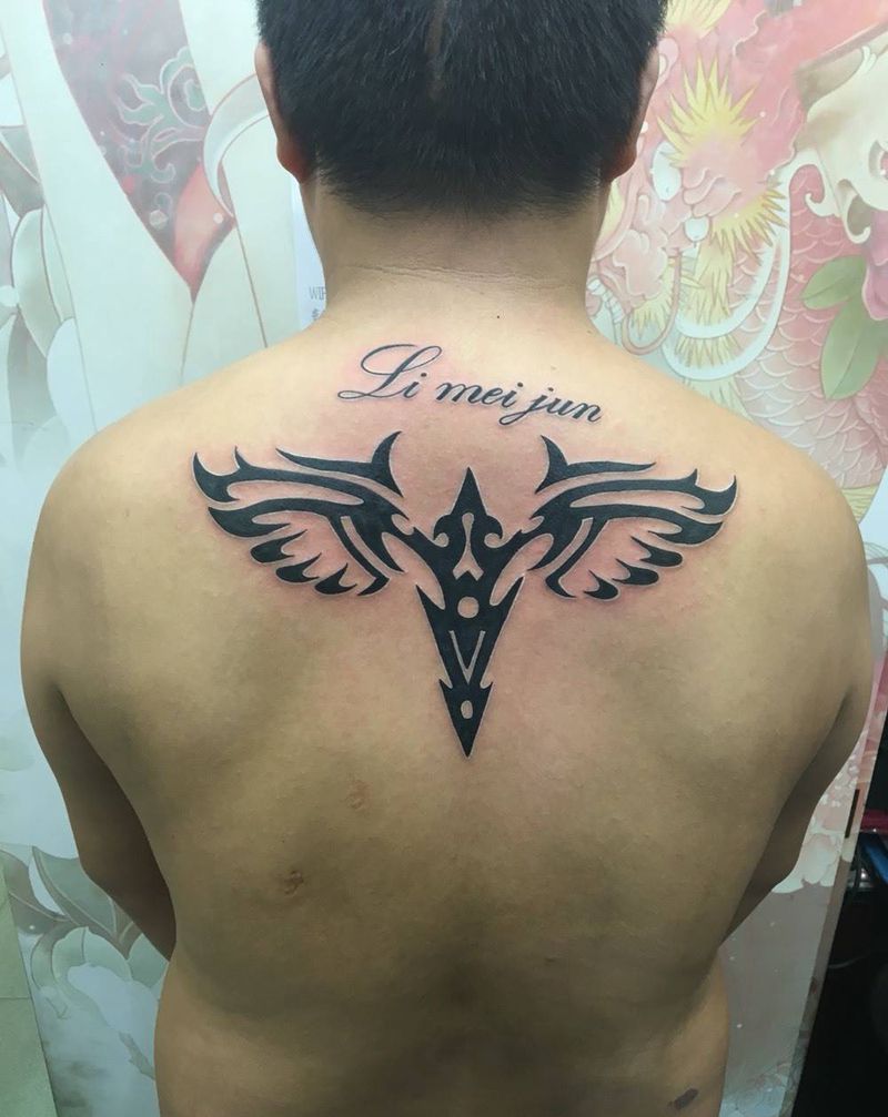 后背图腾纹身图片_成品背部传统字符图腾纹身图案