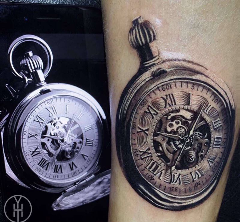 怀表纹身图片